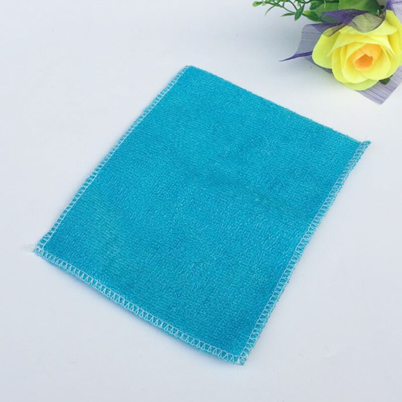 Kitchen Anti-grease Dishcloth Wiping Rag Bamboo Fiber Towel Cleaning Cloth Household Washing Disrag Kitchen Cleaning Towel Wiper: Blue