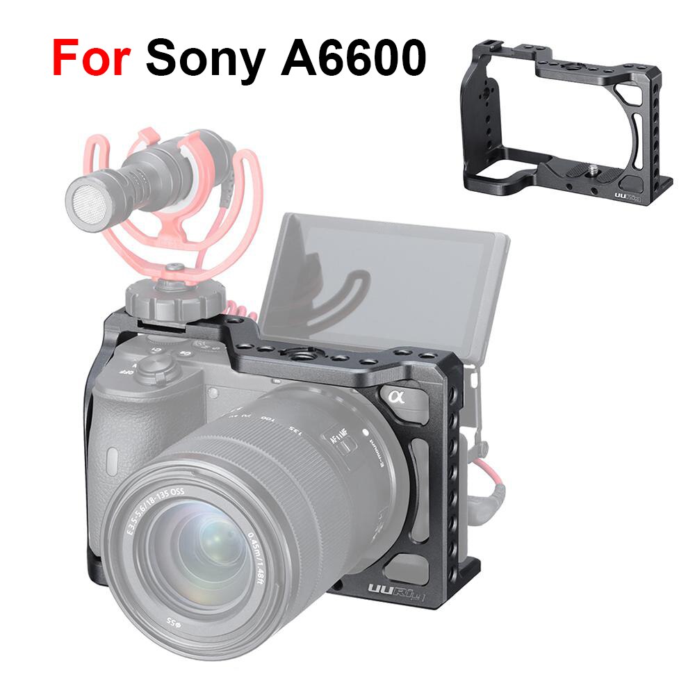 Di alluminio Gabbia Fotocamera per Sony A6600 con 1/4 Filo Foro per superiore maneggiare tenere sotto controllo Mic ah CONDOTTO LA Luce Fredda scarpa montare gabbia di protezione