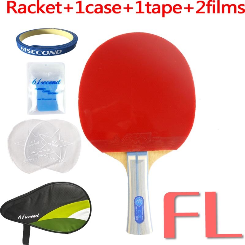 Pro Table Tennis Combo Paddle Racket: RITC729 C-3 Blade Long Shakehand-FL with 2x Galaxy YINHE 9000E Rubbers: FL with HM case