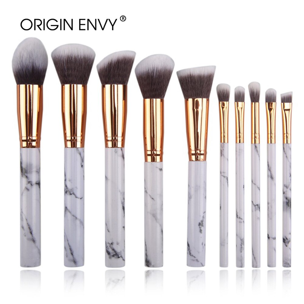 ORIGIN ENVY 10 Pcs makeup brush Set tools Powder Foundation Eyeshadow Lip Eyeliner Blush Marble Face Makeup Brushes: 10pcs-3