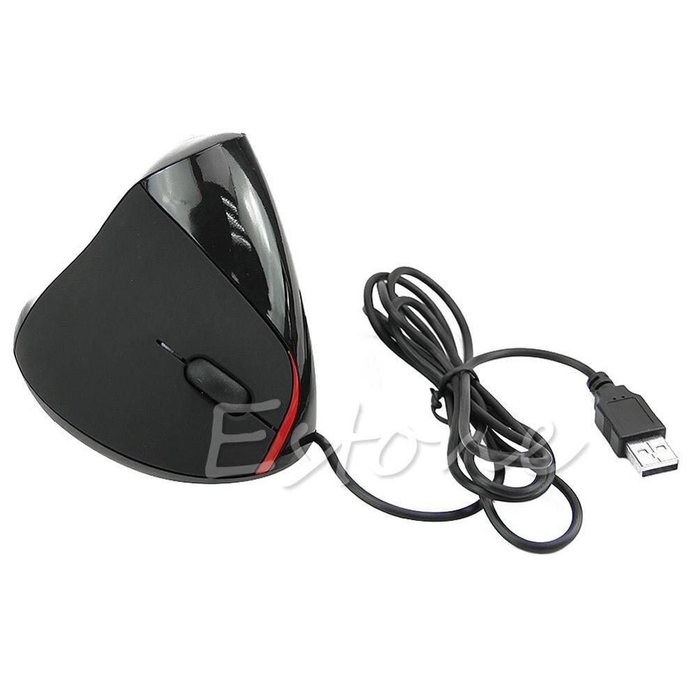 Pionowa optyczna mysz USB ergonomiczna konstrukcja uzdrawianie nadgarstka na komputer PC Laptop: Black