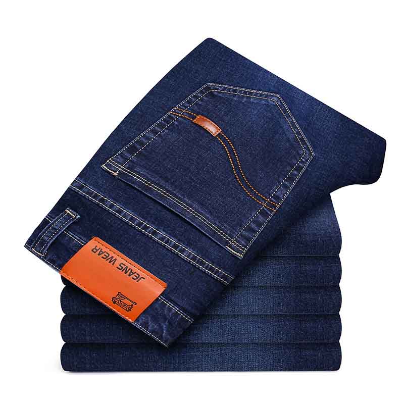 Forår efterår jeans mænd stretch denim slim jean mand sort blå jeans mærke bløde bukser mandlige bukser stor størrelse: -en / 34