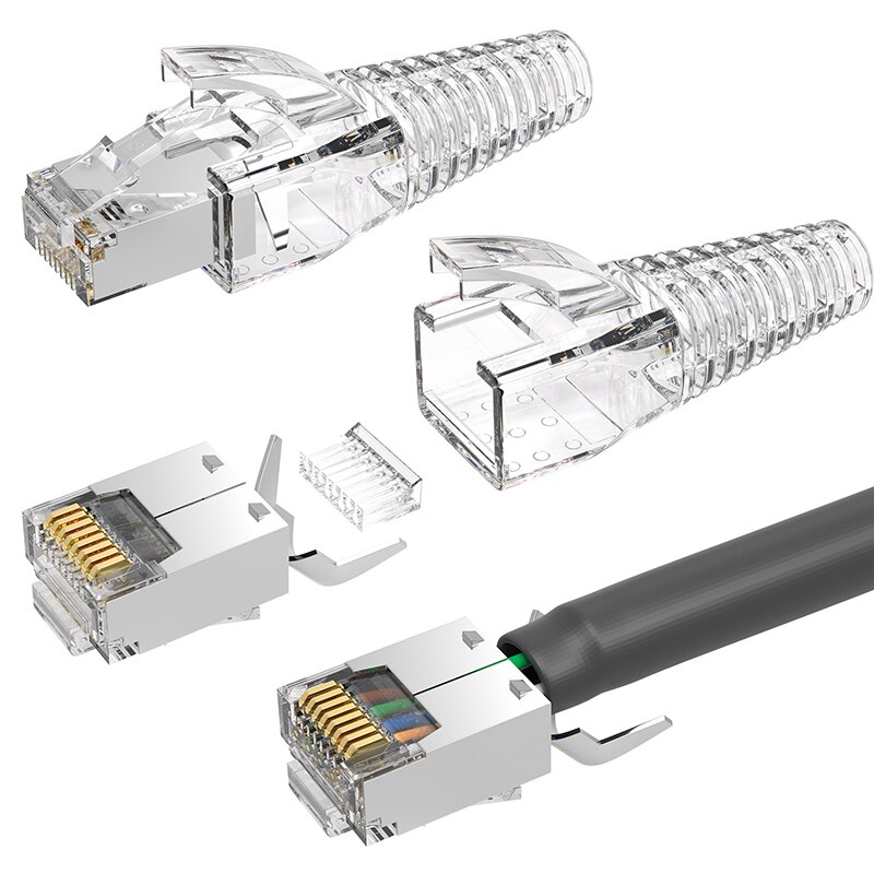Pince à sertir connecteur RJ45 Cat7/Cat8, pince à câble Cat5e, Cat6, RJ11 6P, outil de sertissage de ligne téléphonique avec 10 têtes de cristal de queue