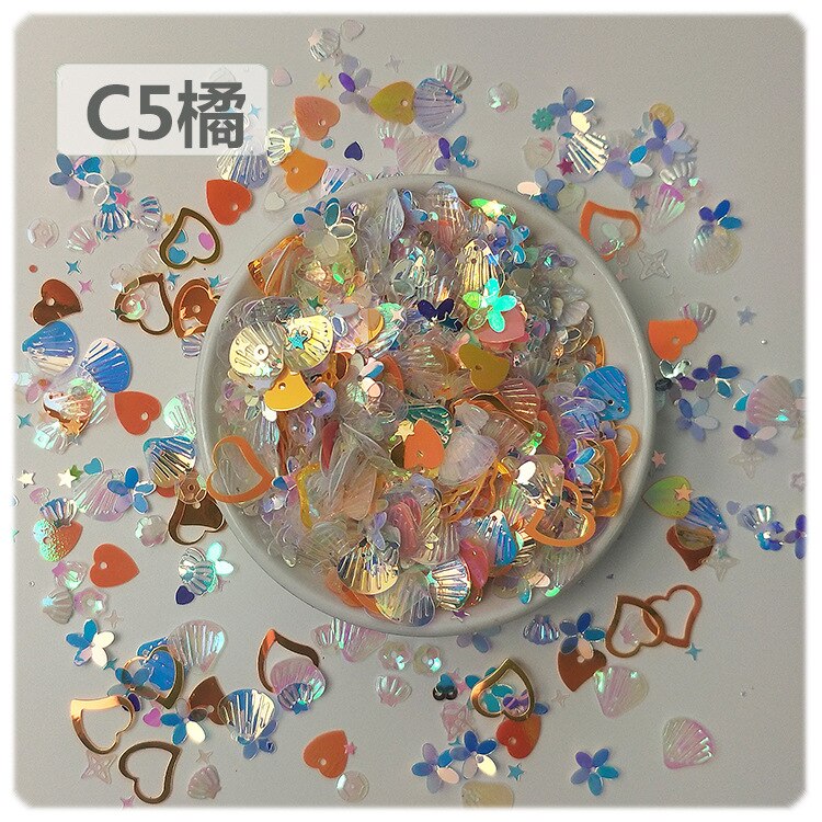 10G Glitter Hart Pailletten Voor Decor Valentijnsdag Bruiloft Diy Ambachten Pailetten Shell Bloem Ster Nail Art Pailletten lentejuelas: C5 ORANGE