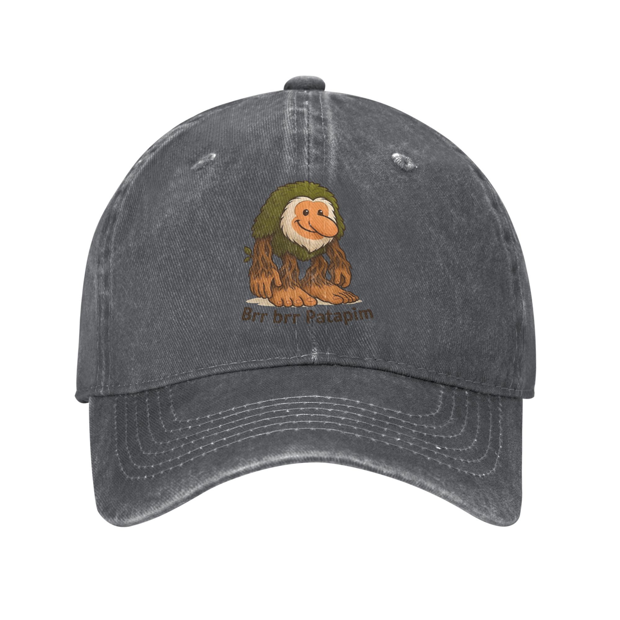 Brr Brr Patapim Meme Baseball Caps Distressed Denim Gewassen Italiaanse Brainrot Memes Snapback Hoed Unisex Caps Hoed: Donkergrijs