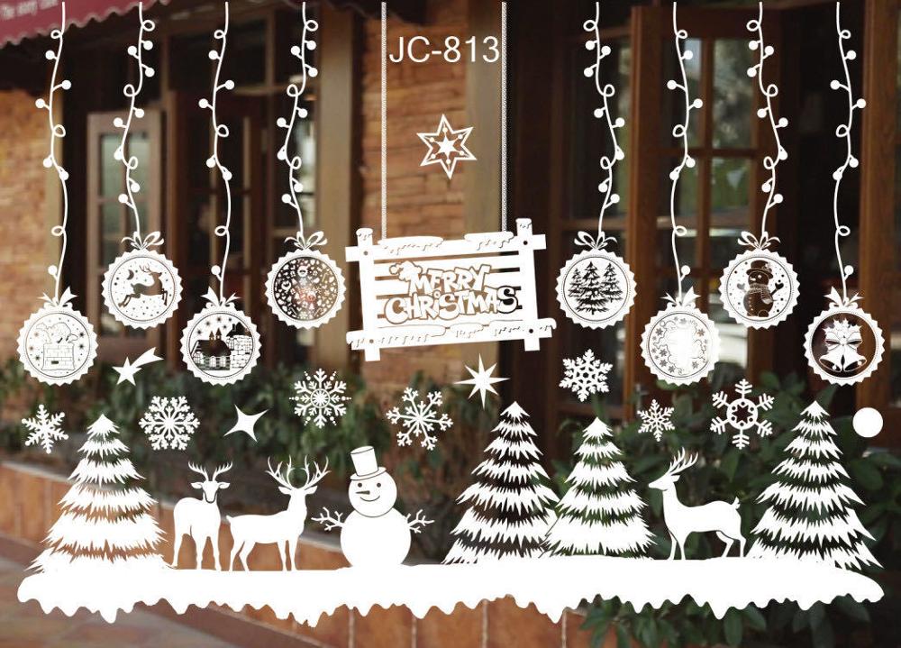 Large Merry Christmas Wall Sticker Stylish Santa Window Room Decoration PVC Year Home Decor Removable: A