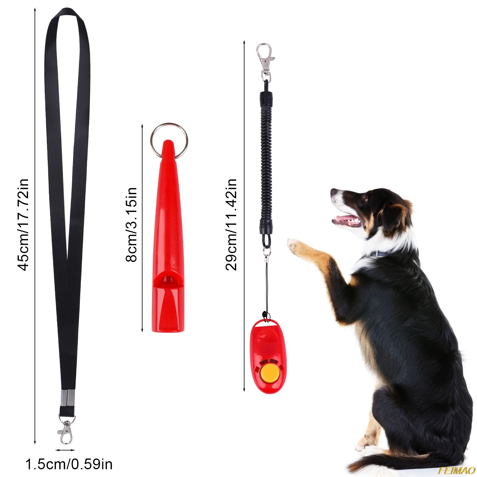 Dog Training Set, 5 Pieces Dog Whistles and Dog Training Clicker with Lanyard