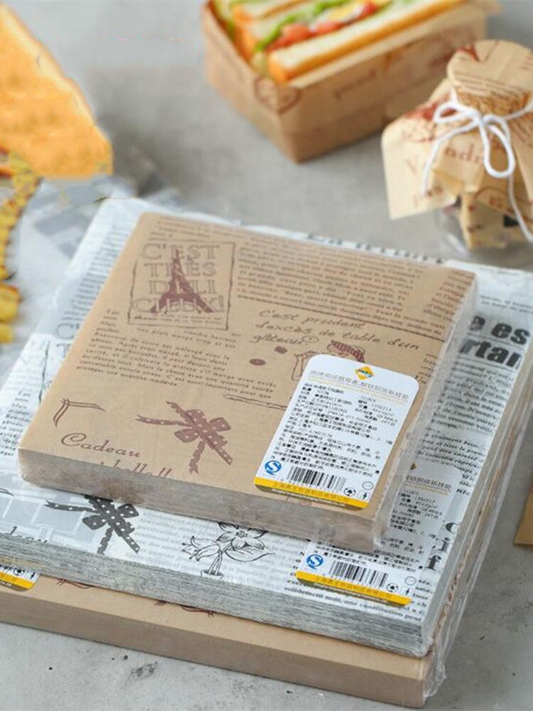 100 Pcs Multi Größe Wachs Papier Backen Werkzeuge Food Grade Fett Papier Brot Sandwich Burger Frites Wrapper Cookie Ölpapier
