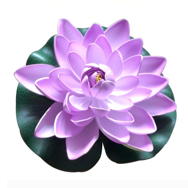 Artificial Floating Lotus Flowers Water Lily Leaf Pad Ornaments Pond Pool Aquarium Home Garden Wedding Party Decoration: Purple