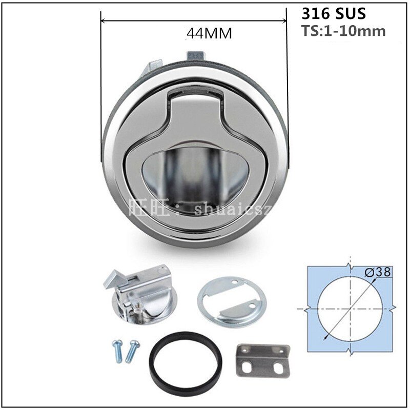Stainless steel round lock car door inside and outside double door lock pull ring hand lock pull buckle lock: S SUS  lock