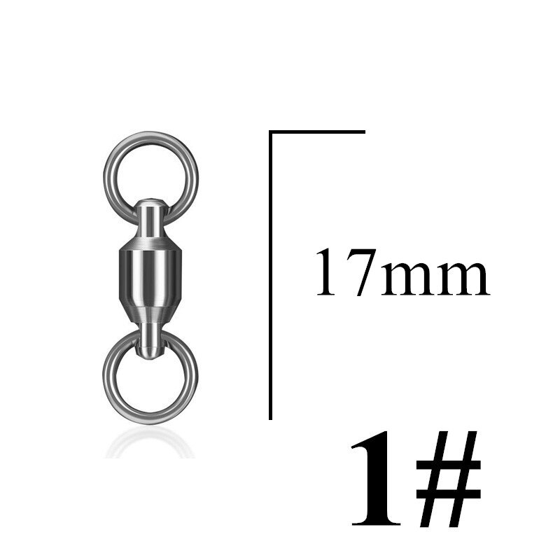 10pcs Fishing Swivel Heavy Duty Ball Bearing Connector Rolling Stainless Steel Solid Ring Hook Connector Fish Tacke Accessories: 10Pcs Size  1