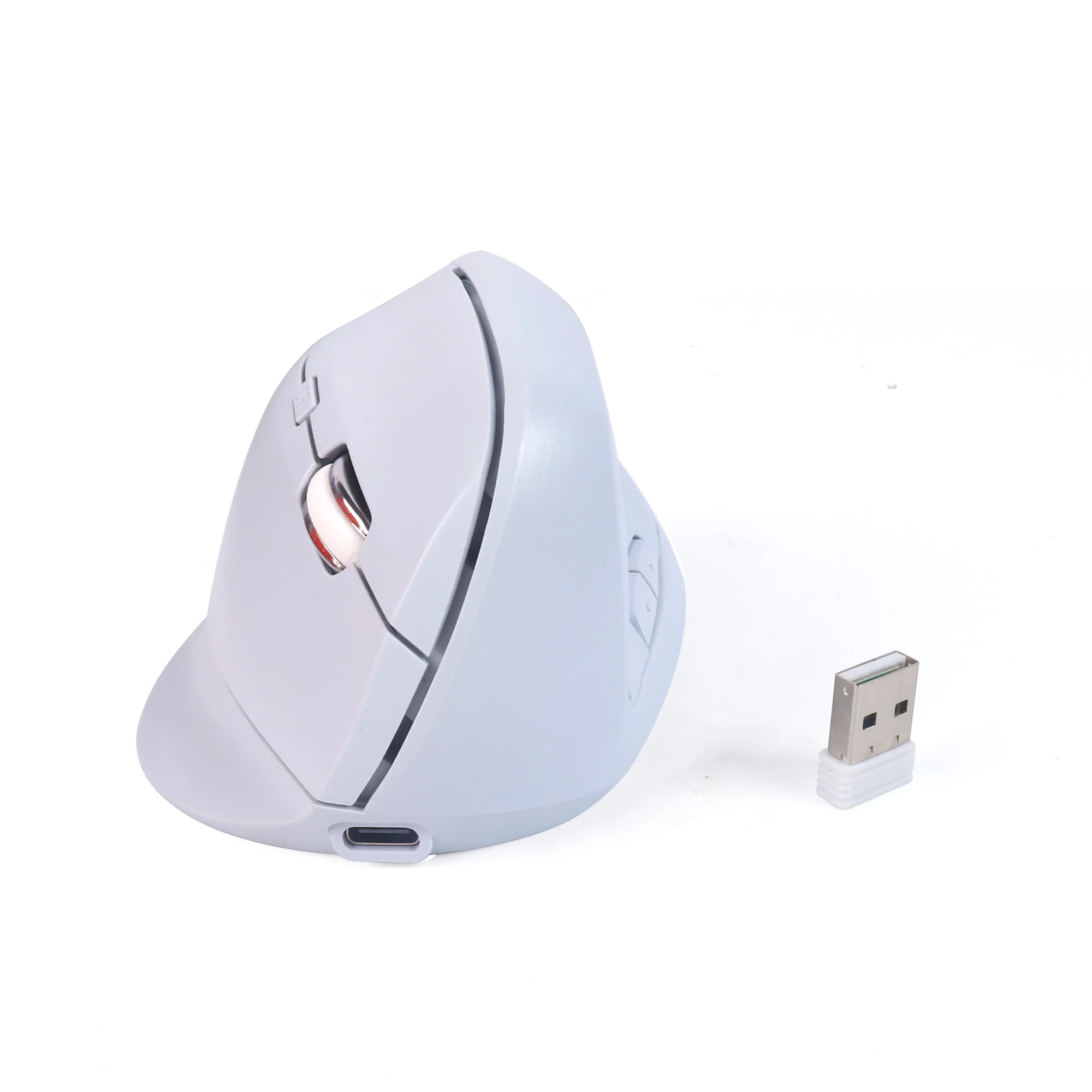 Wireless Vertical Mouse 2.4G Bluetooth Dual-mode Rechargeable Ergonomics Low Noise Button Office Use Mause With Side Buttons: Blue