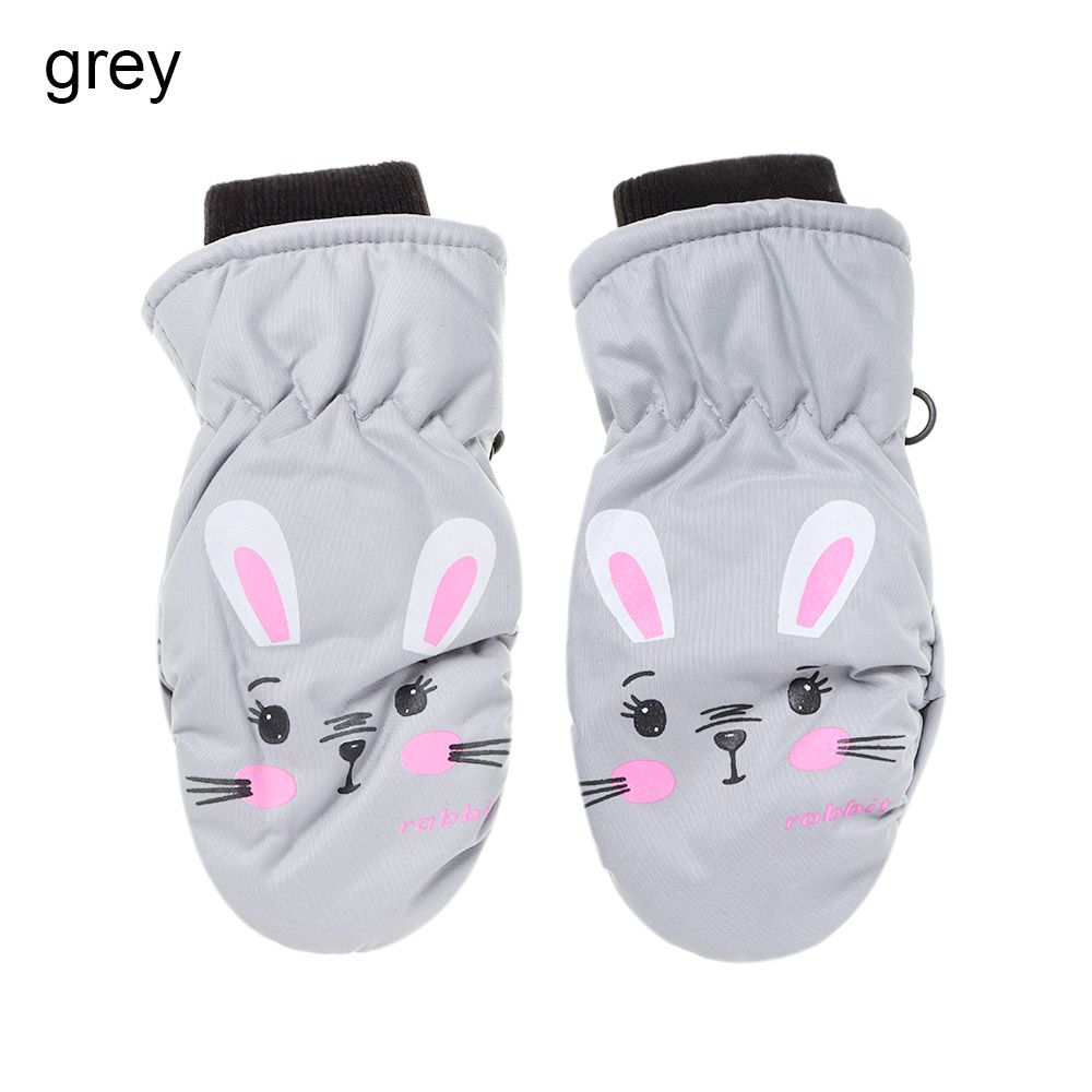Gants de Ski antidérapants pour enfants de 0 à 5 ans, moufles de sport épaisses et chaudes avec dessin animé lapin, imperméables et mignonnes pour l&#39;hiver en plein air: grey