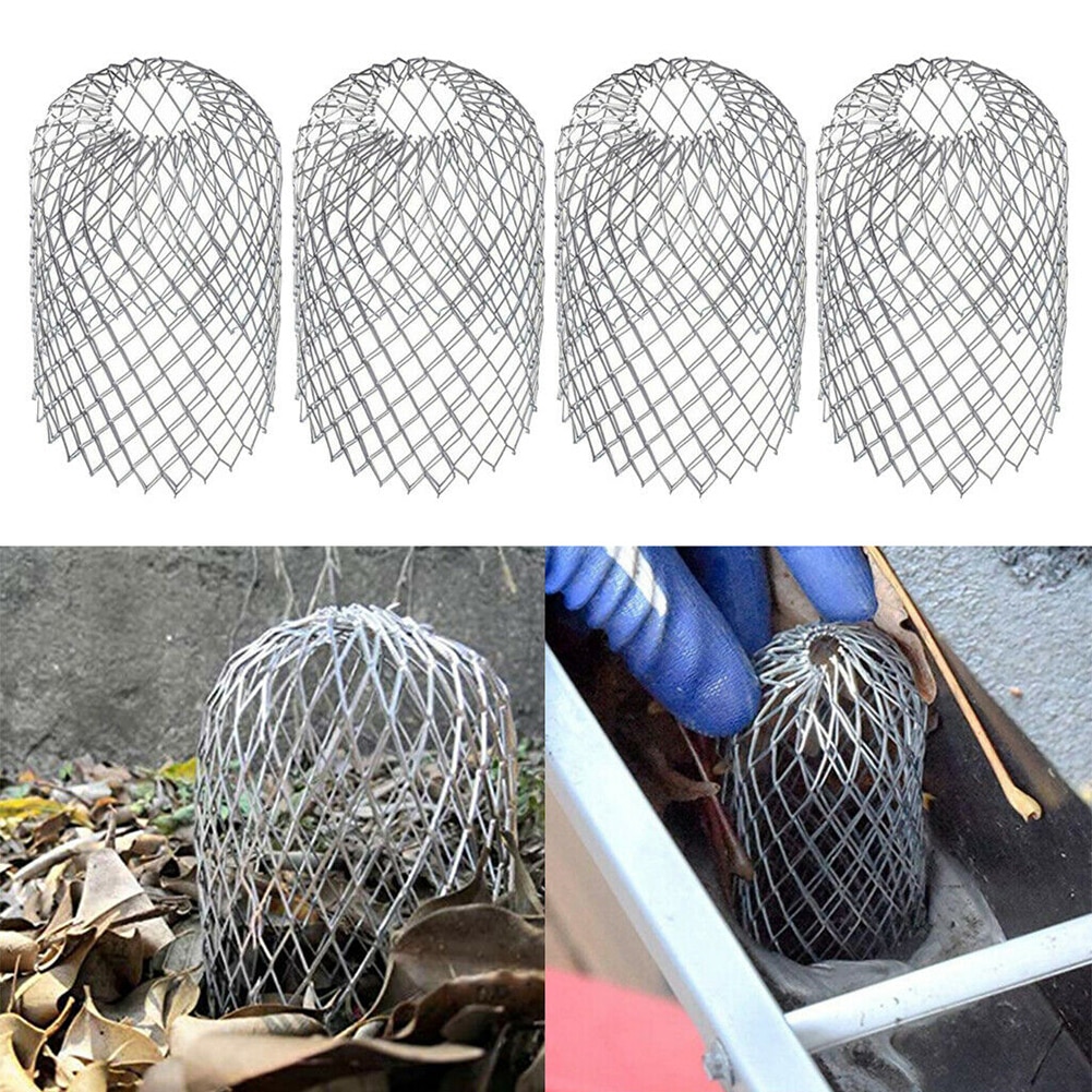 4pcs Leaf Drains Debris Drain Net Cover Stainless Steel Roof Wire Mesh Downspout Pipe Drain Strainer Filter Covers