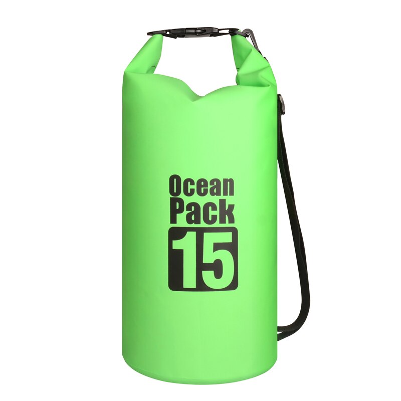 15L bolsa seca impermeable bolsa paquete rollo de compresión superior para nadar al aire libre kayak Canoeing río Trekking bote: 15L Green