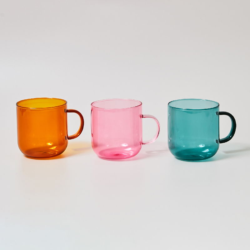 Varmebestandigt glas farverige kaffeglas med hank husholdningsmælk morgenmad kop nordisk moderne krus drikkeglas