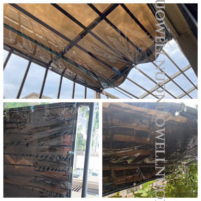 Custom 0.35mm Thick PVC Rainproof Cloth Black Transparent Tarpaulin Garden Plant Awning Aiti-UV Sun Protective Waterproof Cover