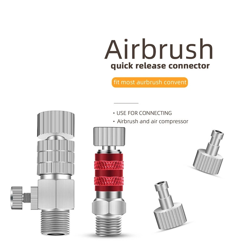 Air Brush Quick Release Coupling Adapter Airbrush Adjustment Control Valve Quick Disconnect Fit 1/8"Tool for Airbrush Sprayer