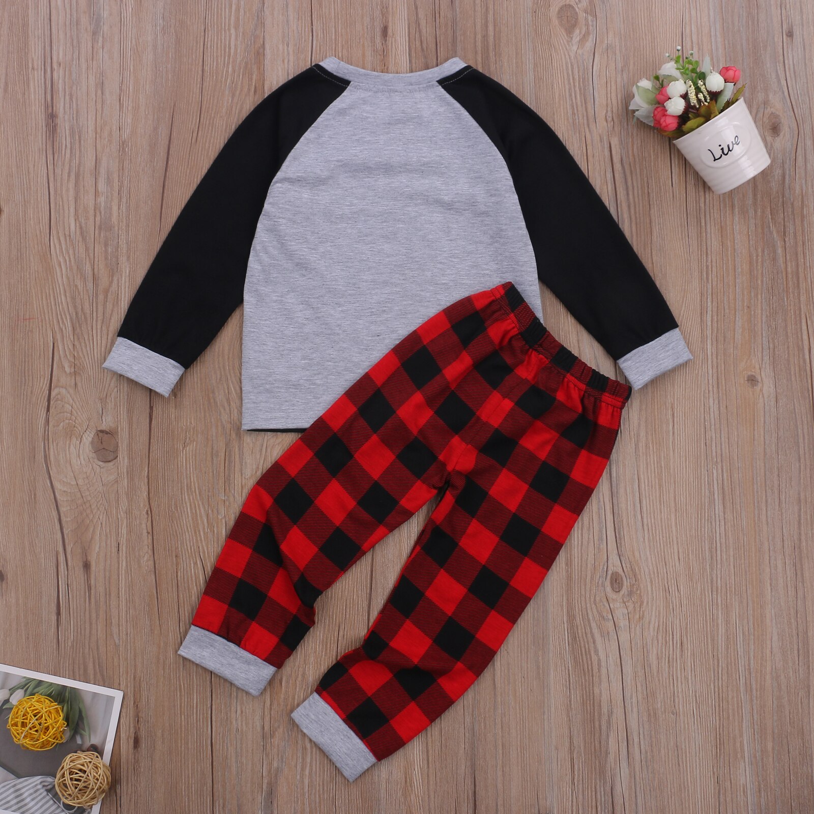 FOCUSNORM 1-7Y Kleinkind Baby Mädchen Jungen Schlafanzug einstellen Homewear Weihnachten Druck Langarm zur Seite fahren Spitzen Hosen 2 stücke