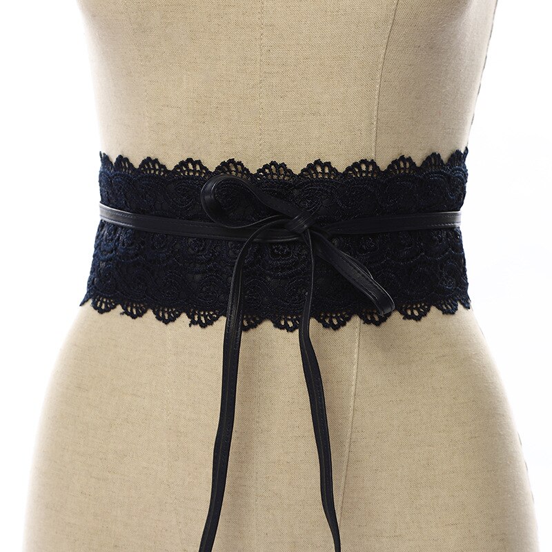Zwart Wit Brede Corset Lace Riem Vrouwelijke Zelf Tie Tailleband Riemen Voor Vrouwen Trouwjurk Taille Band Accessoires