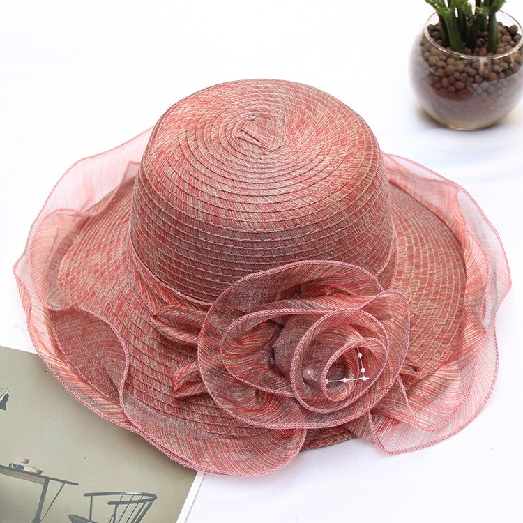 Chapeaux Vintage à fleurs de mariée, accessoires de mariage élégants, chapeaux en Organza pour femmes, Occasion formelle: 001