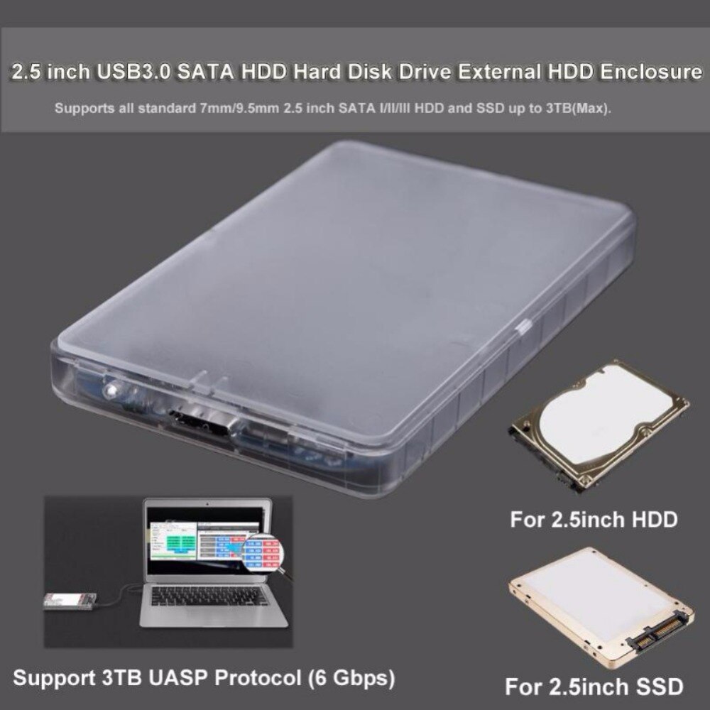 USB 3.0 Hd SATA SSD HDD Hard Disk Drive HDD Externo Caixa Caixa Transparente Suporte Gratuito 3 TB Protocolo UASP hot