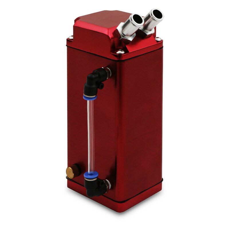 Universal Aluminium Alloy Red Square Race Engine Oil Catch Tank Breather Can Kit