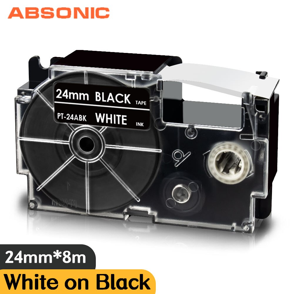 24mm Printer Ribbon XR-24ABK White on Black Compatible Casio Label Tape Typewriter for Casio Labeller KL-M7 KL-M50 KL-SA10 KL-G2