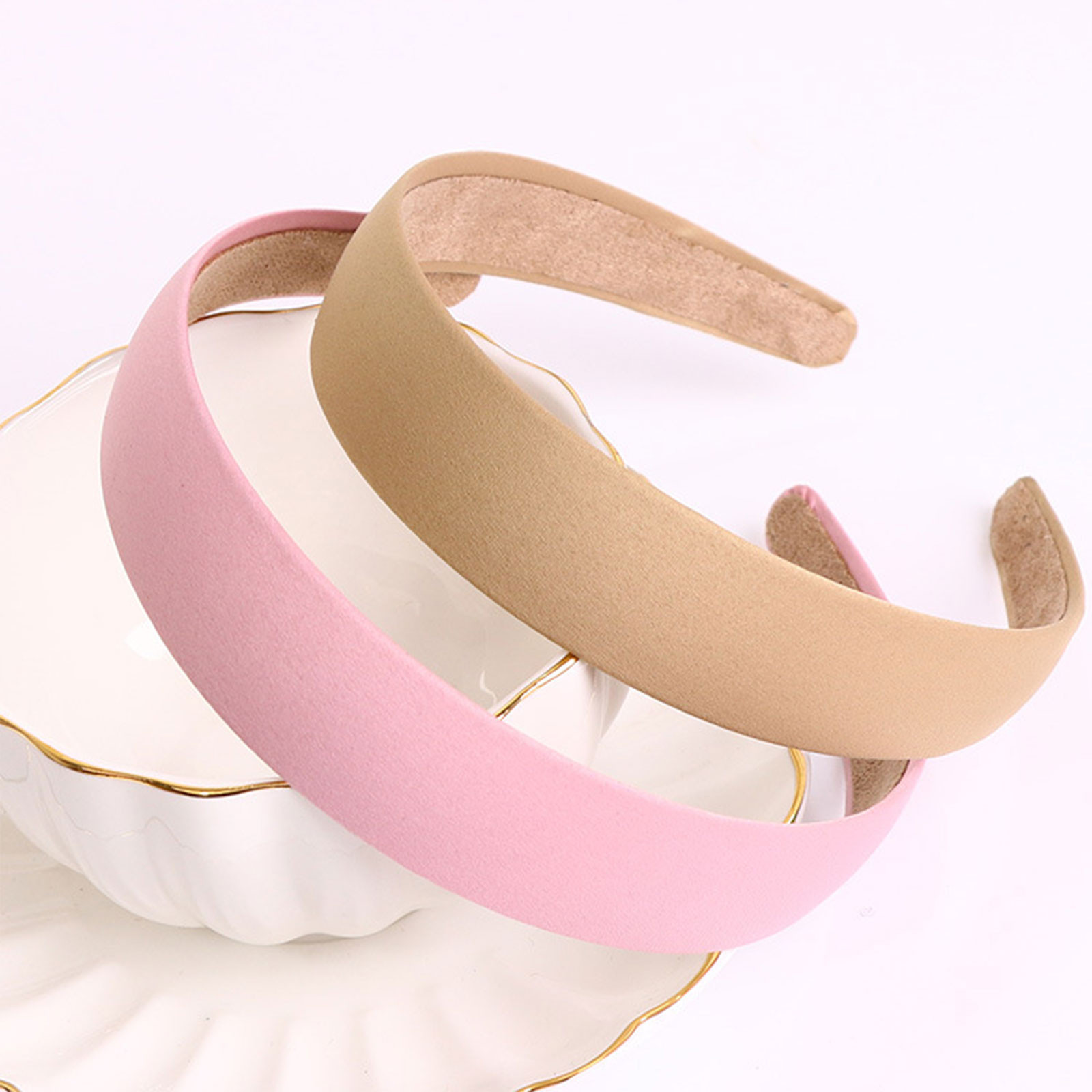 Faixa de cabelo coberta de cetim, faixa de cabelo lisa, fita antiderrapante, faixa de cabelo para mulheres, meninas, acessórios de cabelo diy, faixa tiara