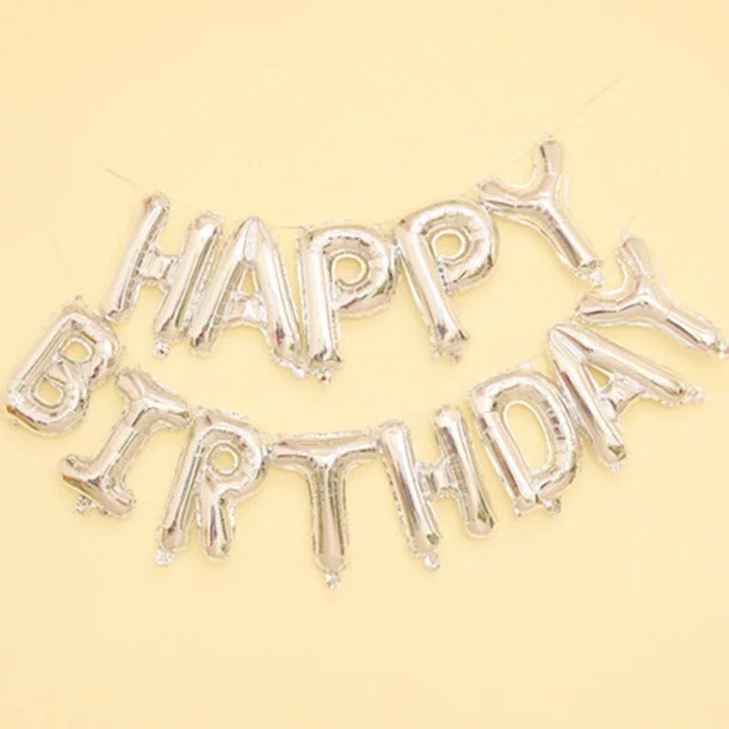 Ballons bannière pour anniversaire | Lettres joyeux anniversaire, ballons suspendus, fournitures de décoration pour anniversaire: Silver