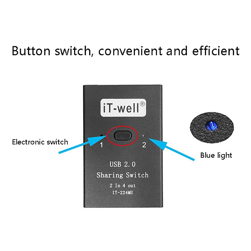 IT-Well USB Printer Sharing Device, Can Be Connected to USB Optical Drive, Multi-Computer Converter, Keyboard and Mouse Switch