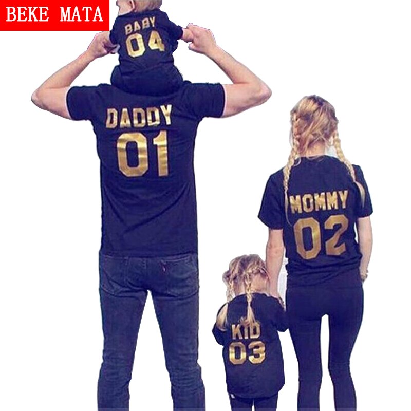 BEKE MATA Familie Bijpassende Kleding Zomer Brief Print Familie Look Vader Moeder Dochter Zoon T-shirt Set Familie Kleding