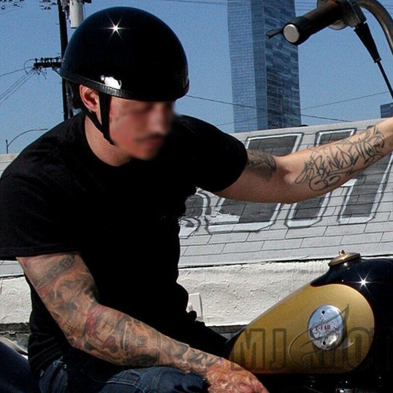 Motorfiets Half Helm Anti-Collision Cap Matte Helder Zwart Vintage Half Gezicht Helm Retro Duitse Stijl Chopper Cruiser