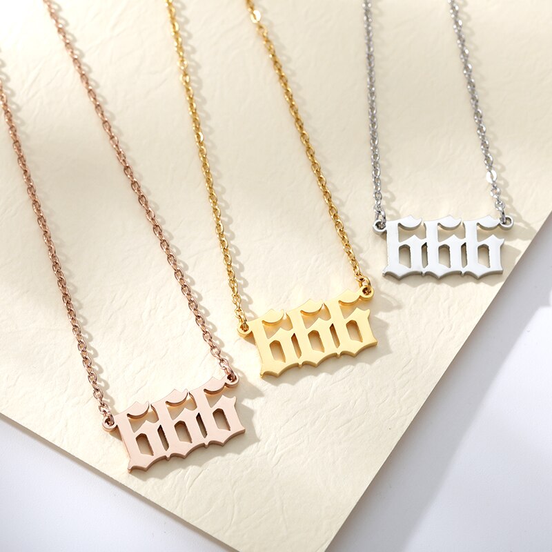 444 666 777 Angel Number Necklace Devil Angel 999 222 111 Necklace For Women Collares Chain Stainless Steel Minimalist Jewelry