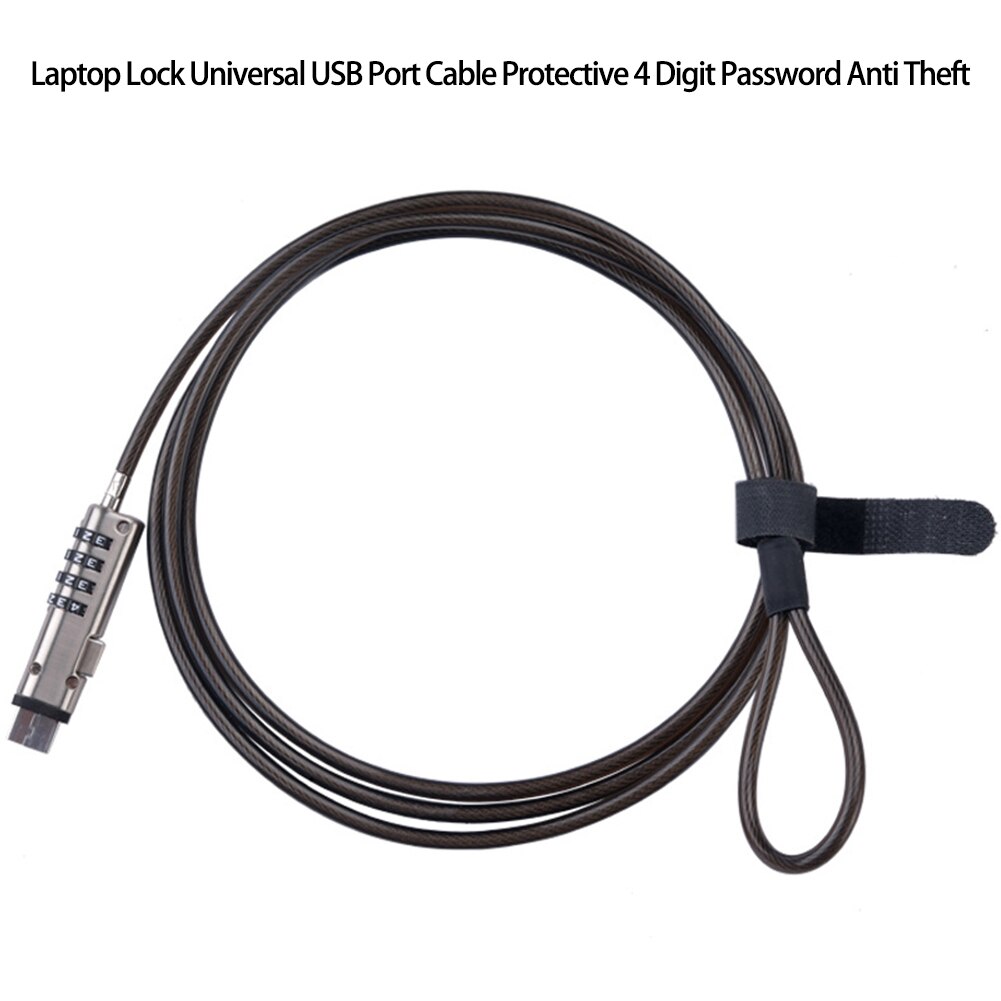 USB Port Cable Protective Laptop Lock Notebook Anti Theft Universal Keyless Steel Security 4 Digit Password Office Combination