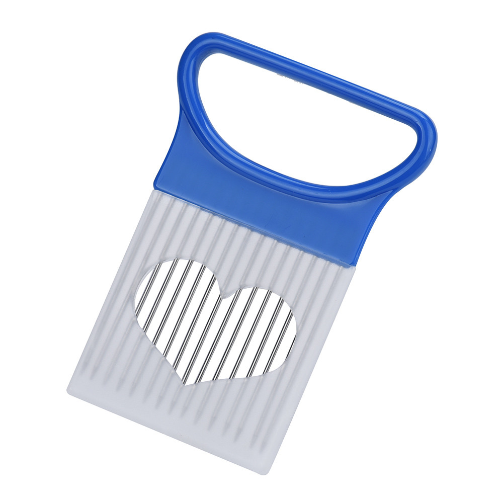 Kitchen Gadgets Onion Slicer Tomato Vegetables Safe Fork vegetables multifunctional stainless steel Slicing Cutting Tools: Blue