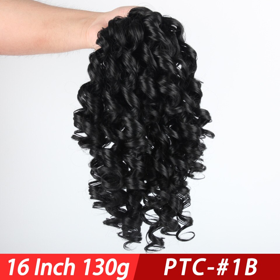 Pageup 22” Long Curly Clip In Hair Tail False Hair Ponytail Hairpiece With Hairpins Synthetic Hair Ponytail Hair Extension: PTC-1B