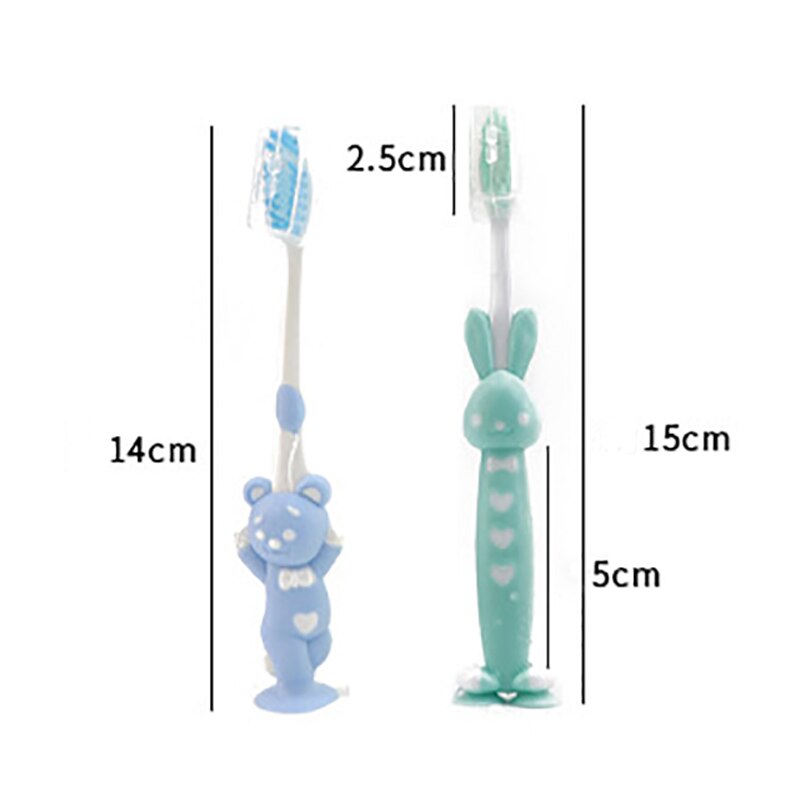 4Pcs/Set Cute Cartoon Kids Toothbrush Bamboo Charcoal Suction Base Soft Hair Children Toothbrush Kids Oral Care Supplies