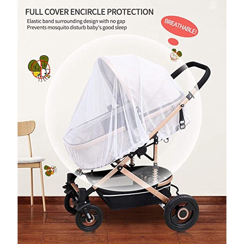 2 Pcs Baby Mosquito Net Fit for Strollers Carriers Ultra Fine Mesh Protection Against Mosquitoes Bees Flying Insects