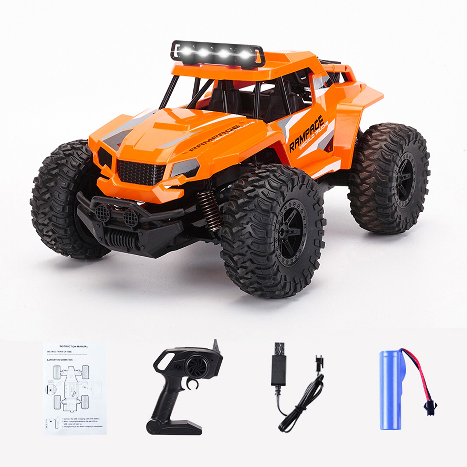 K14-4 1/14 Rc Auto Off-Road Auto Klimmen Auto Hoge Snelheid Auto Racewagen Afstandsbediening Auto 2.4Ghz rc Auto Cadeau Voor Kinderen Jongens: orange 1 battery
