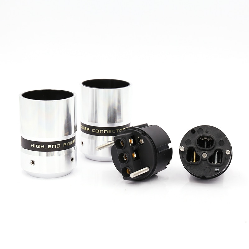 Viborg Schuko Power Plug IEC Connector - Rhodium Plated - DIY Hi-Fi Power Cable