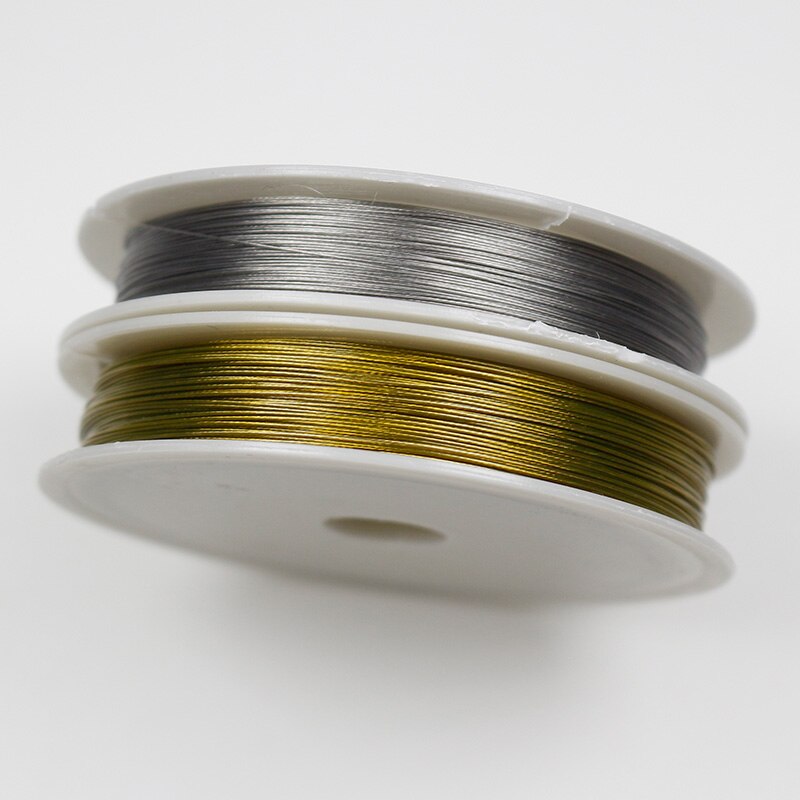 1 rollo de cuerda de alambre de acero/Color dorado 0,3 0,38 0,45 0,5 0,6 0,7 0,8mm, cables de alambre de acero inoxidable, accesorios para fabricación de joyas DIY