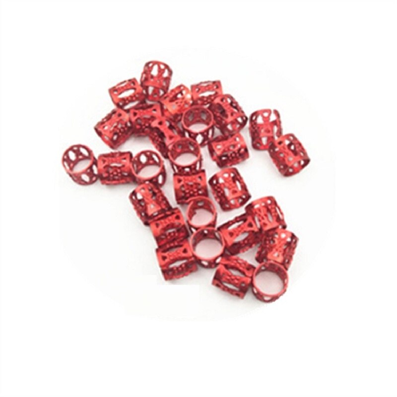 Anneau de cheveux pour tresse, boucle de cheveux, anneau de fleur perlée, accessoires de cheveux, 90 pièces/180 pièces: 90pcs red