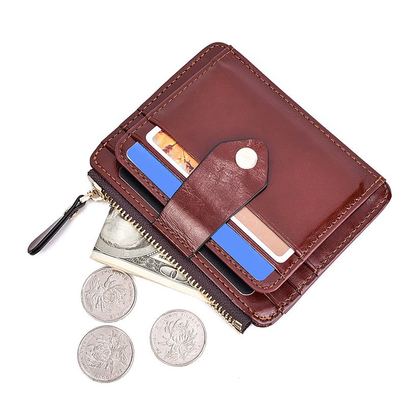 Anti-Magnetic Leather Wallet Slim ID Credit Card Holder Coin Purse Zipper For Men Women Shape Durable