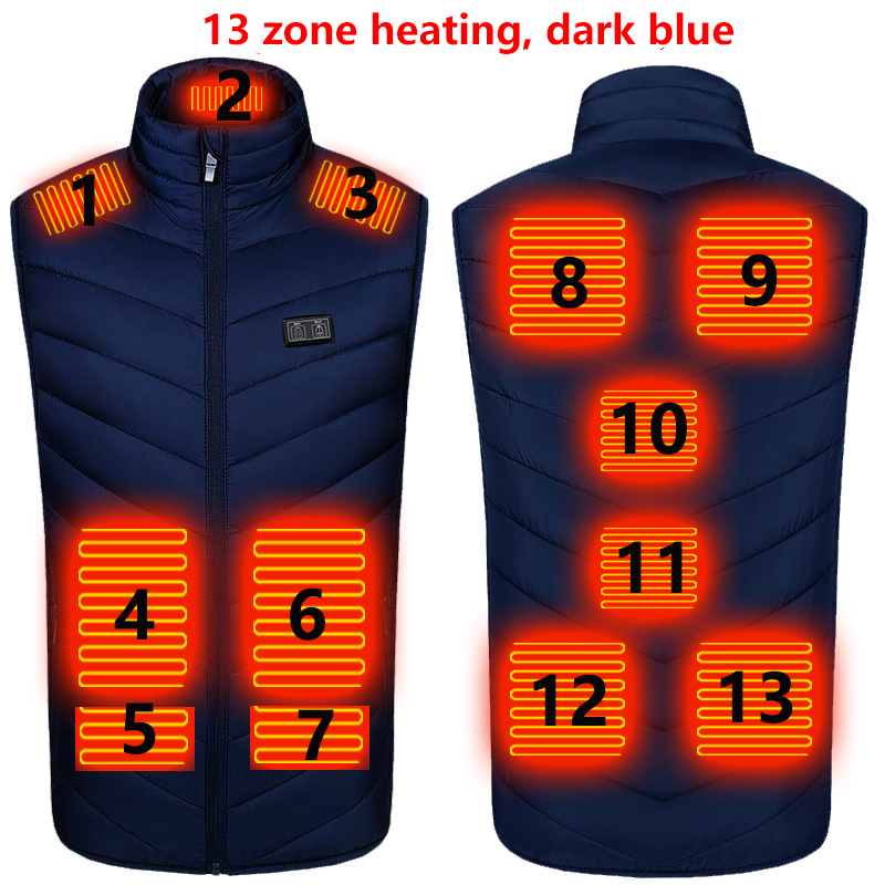 Chaleco calefactable de 17/13 lugares para hombre y mujer, chaqueta con calefacción por Usb, ropa térmica, chaleco de caza, chaqueta calefactora de invierno, BlackS-6XL: M / Beige