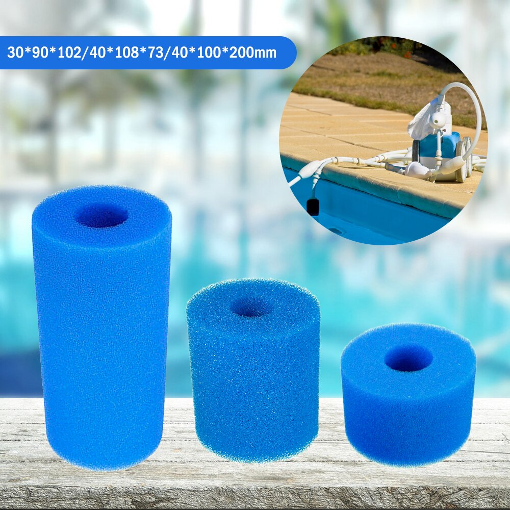 3pc swimmingpools filterskum, der kan genbruges, vaskbart til intex  s1- type poolfilter svamppatron, der er egnet til boblebad, ren spa