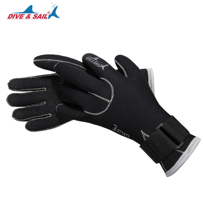 Dive &amp; Sail Anti-kras 3 Mm Neopreen Scuba Dive Handschoenen Met Polsband Winter Keep Warm Zwemmen Spearfishing Snorkelen apparatuur