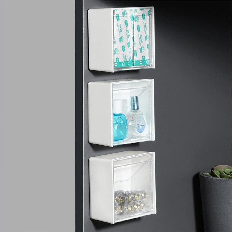 Wall-Mounted Clamshell Storage Box Clear Acrylic Organizer Water and dust Proof Storage Dispenser Small Storage Containers: 3pcs