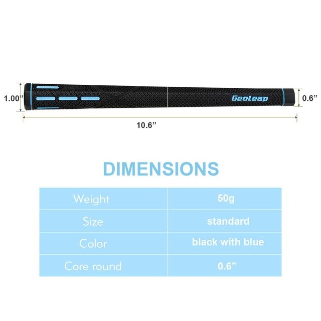 Geoleap TPE Golg Grips Hexagonal Golf Club Grip Non Slip Grip Standard, 7 Colors to Choose,10pcs: black blue