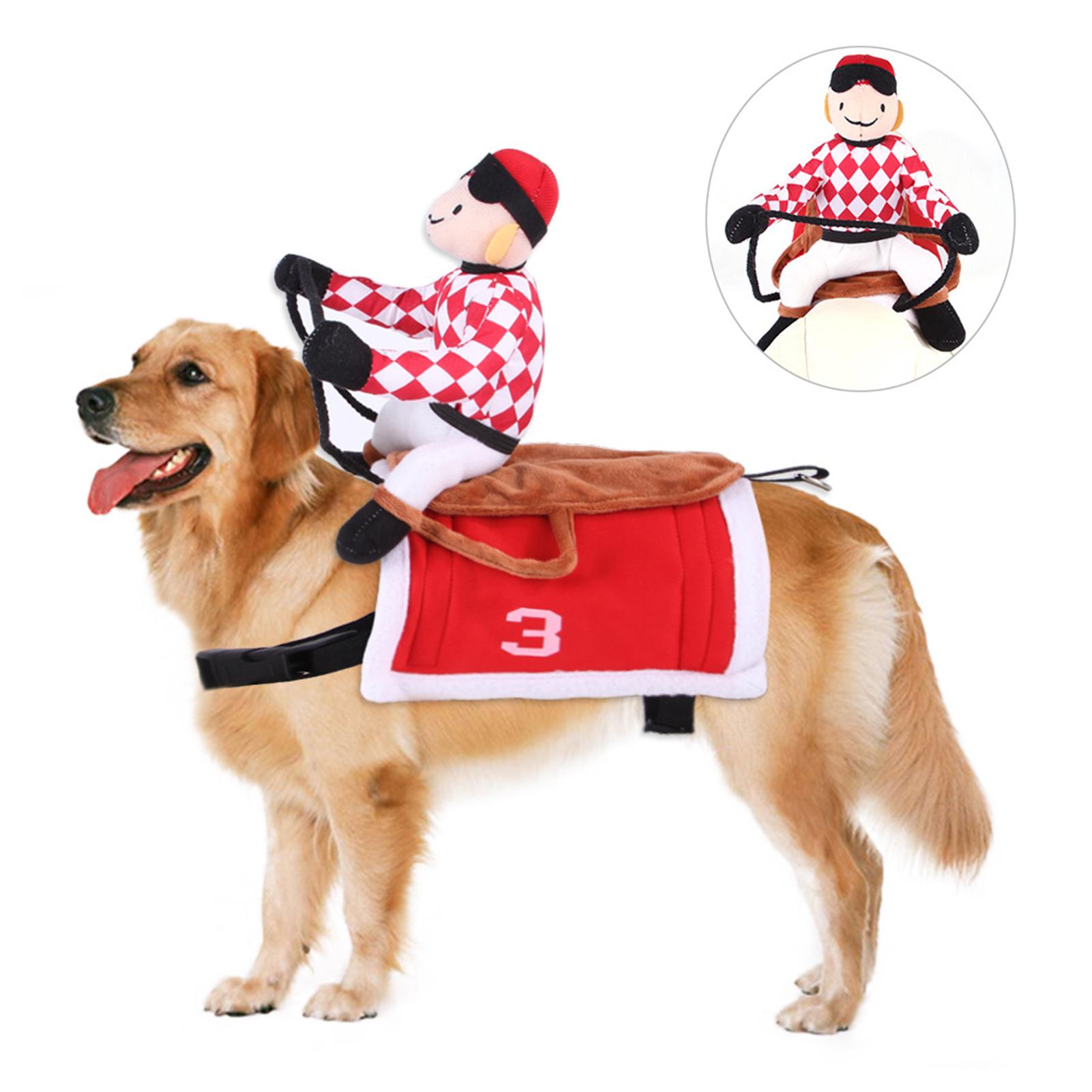 Abrigo para mascotas, ropa de Navidad para perro, gato, capa para cachorro, muñeca de dibujos animados para perros, disfraz para montar a caballo, suministros para mascotas